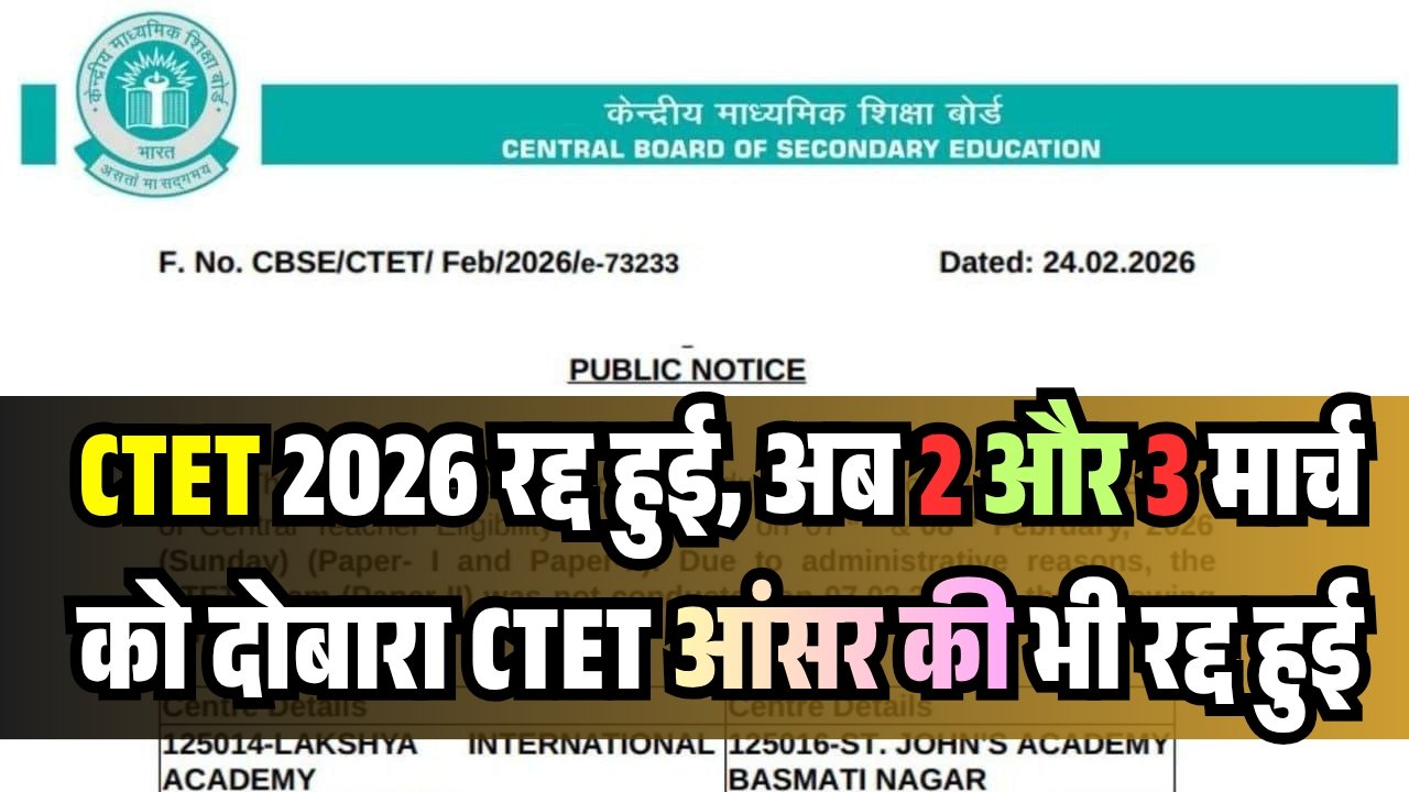 CTET Exam 2026 Re Exam News
